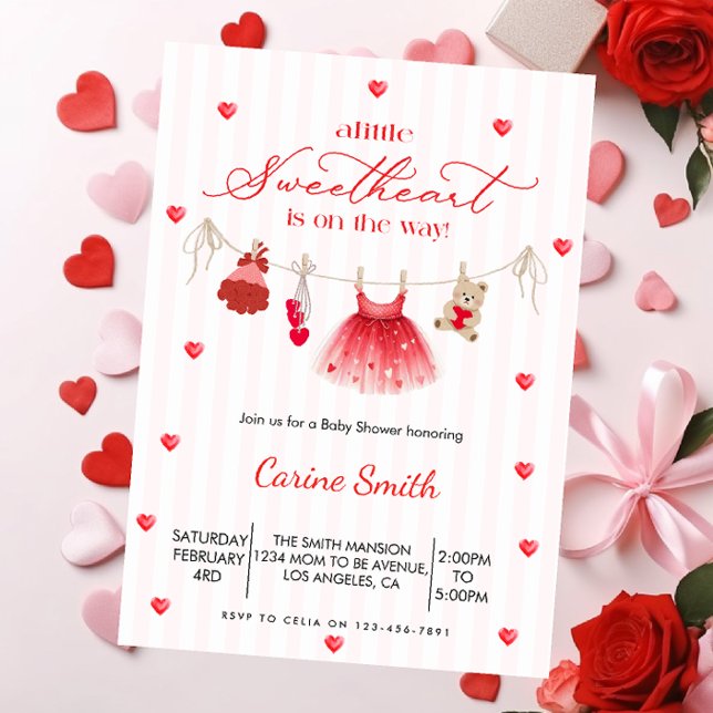 Invitación A  Little Sweetheart  Girl Baby Shower  (Subido por el creador)
