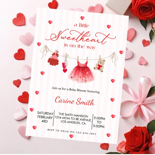 Invitación A  Little Sweetheart  Girl Baby Shower  (Subido por el creador)