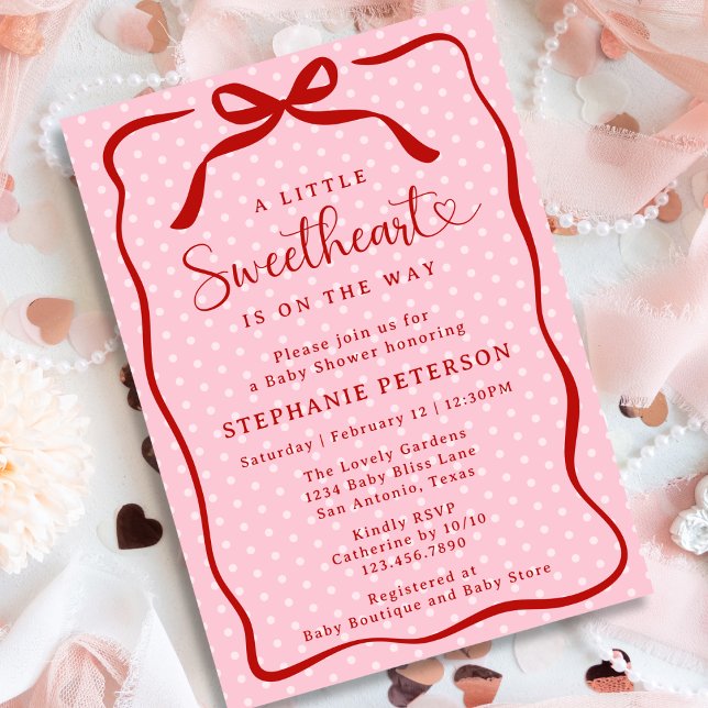 Invitación A Little Sweetheart Is On The Way Girl Baby Shower (Subido por el creador)