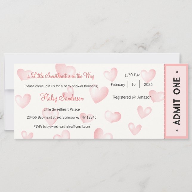 Invitación A Little Sweetheart is on the Way Invitation (Anverso)