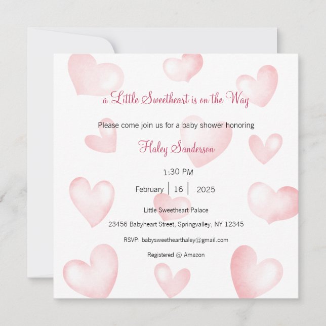 Invitación A Little Sweetheart is on the Way Invitation (Anverso)