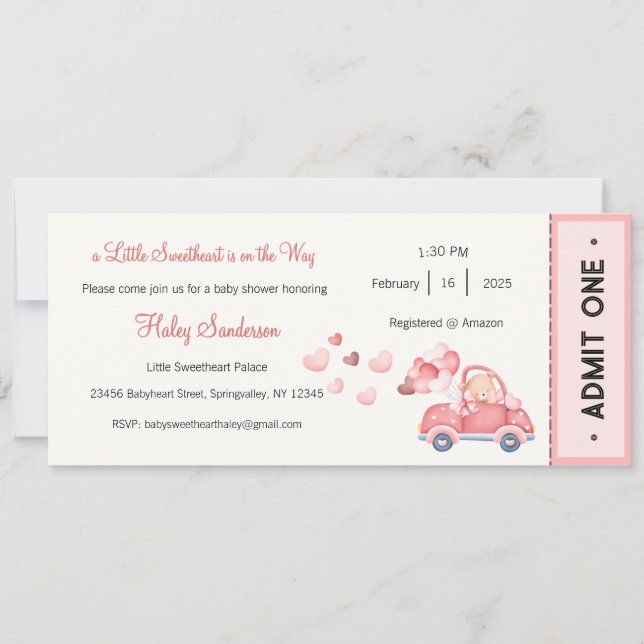 Invitación A Little Sweetheart is on the Way Invitation (Anverso)