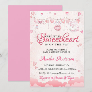 Invitación A Little Sweetheart Modern Valentine Baby Shower