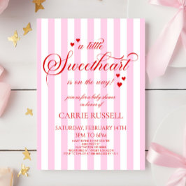 Invitación A Little Sweetheart Pink Red Hearts Baby Shower