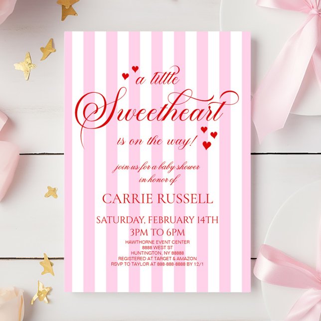 Invitación A Little Sweetheart Pink Red Hearts Baby Shower (Subido por el creador)