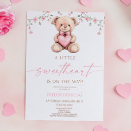 Invitación A Little Sweetheart Pink Teddy Bear Baby Shower