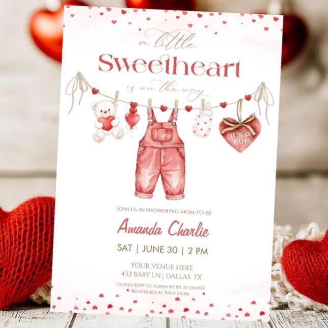 Invitación A little sweetheart Red Boy Baby shower  (Subido por el creador)