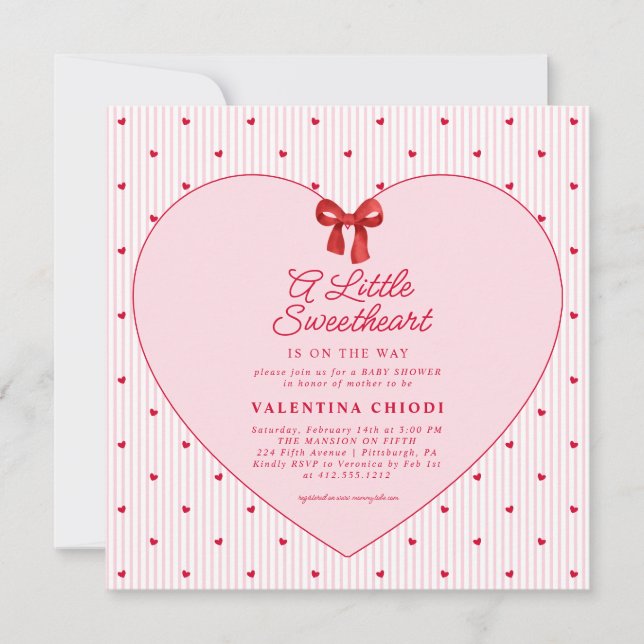 Invitación A Little Sweetheart Valentine Coquette Baby Shower (Anverso)