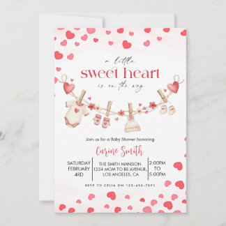 Invitación A  Little Sweetheart valentine's Baby Shower  