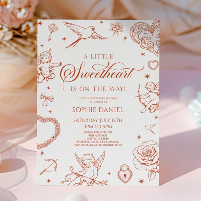 Invitación A Little Sweetheart Valentine's Day Baby Shower (Subido por el creador)