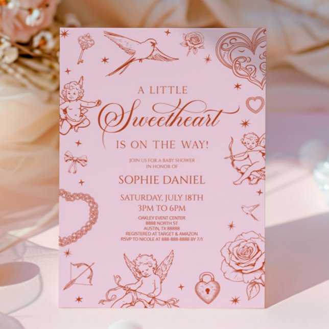 Invitación A Little Sweetheart Valentine's Day Baby Shower (Subido por el creador)