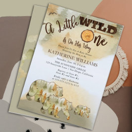 Invitación A Little Wild One Bears Woodland Boy Baby Shower
