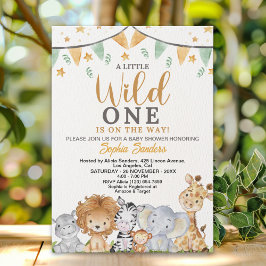 Invitación A Little Wild One Safari Animals Baby Shower