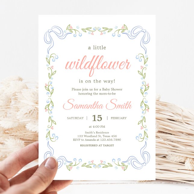 Invitación A Little Wildflower Baby Shower ( Wildflower Baby Shower Invitaiton)