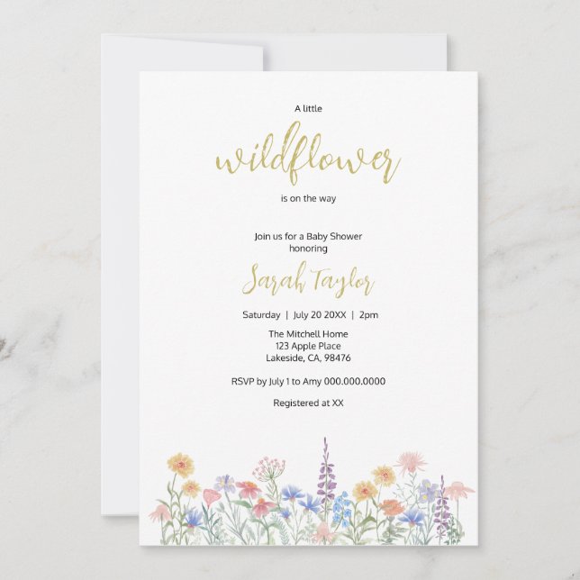 Invitación A little Wildflower Baby Shower Invitation (Anverso)