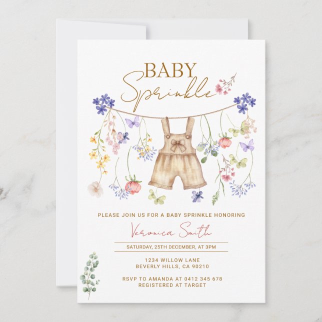 Invitación A Little Wildflower Girl Baby Sprinkle  (Anverso)