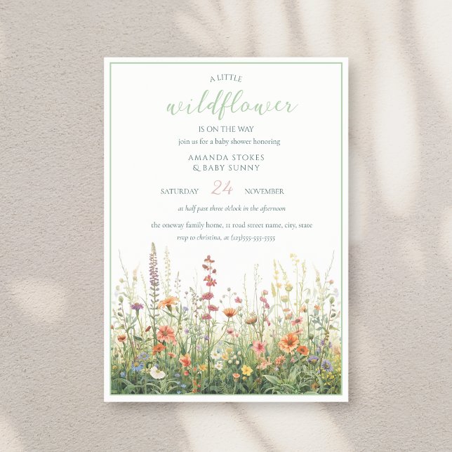 Invitación A Little Wildflower Girl Boho Baby Shower (Subido por el creador)