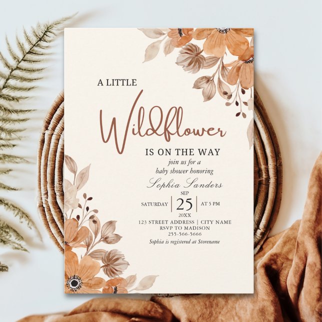 Invitación A Little Wildflower is on The Way Girl Baby Shower (Subido por el creador)