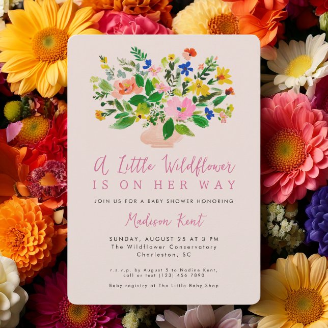 Invitación A Little Wildflower Pink Girl Baby Shower (Subido por el creador)