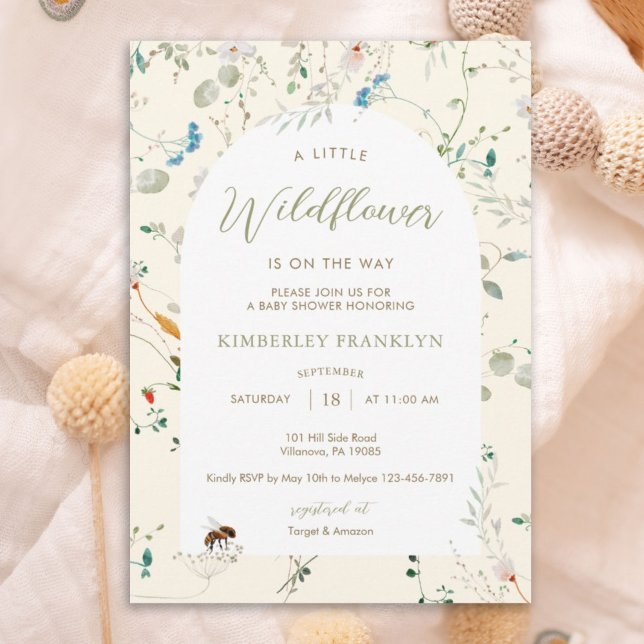 Invitación A little Wildflower Wild Flower Bee Baby Shower (Subido por el creador)