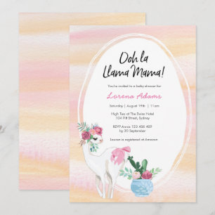 Invitación a Llama Mama Baby Shower