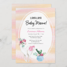 Invitación a Llama Mama en Baby Shower