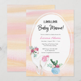 Invitación a Llama Mama en Baby Shower