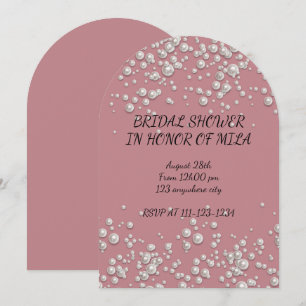 INVITACIÓN A LLUVIA DE REGALOS DE PERLAS ROSADAS