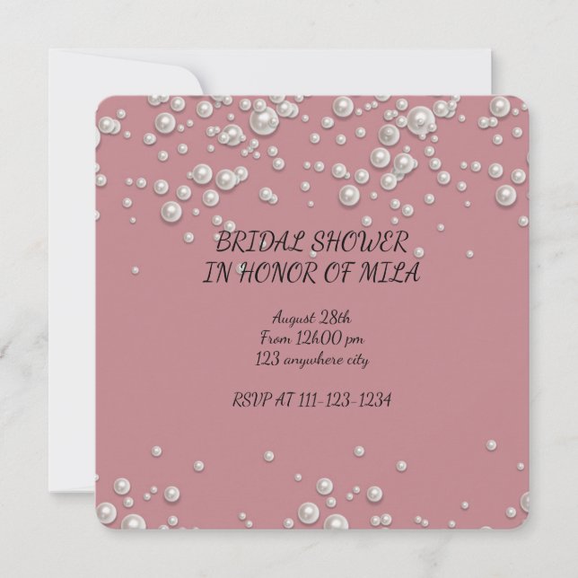 INVITACIÓN A LLUVIA DE REGALOS DE PERLAS ROSADAS P (Anverso)