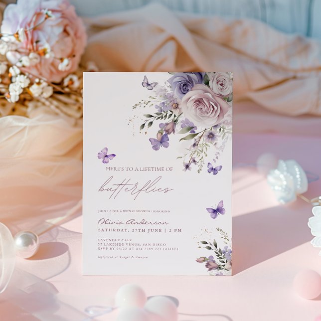Invitación A lo largo de la vida de Butterflies Bridal Shower (Subido por el creador)