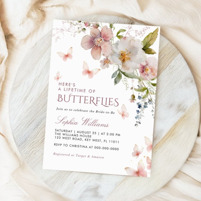 Invitación A lo largo de la vida de Butterflies Bridal Shower (Subido por el creador)
