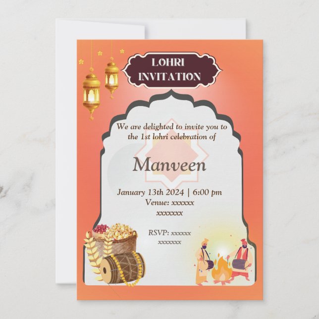 Invitación a Lohri - Amarillo (Anverso)