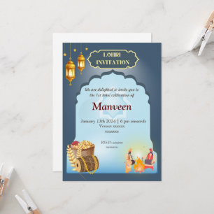 Invitación a Lohri - Gris y Azul