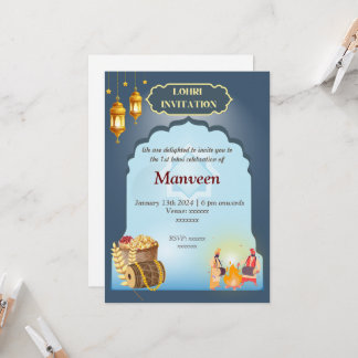Invitación a Lohri - Gris y Azul