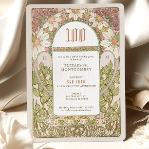Invitación a los 100 años Art Nouveau Daisies