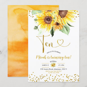 Invitación a los 10 cumpleaños del girasol