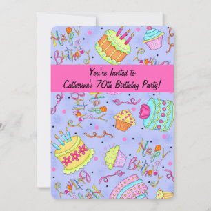 Invitación a los 12 años de Púrpura Hot Pink Tween