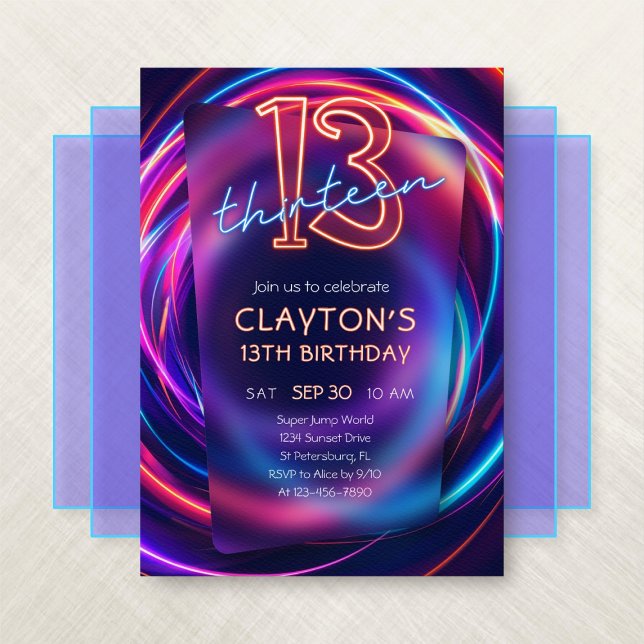 Invitación a los 13 años de Neon (Subido por el creador)
