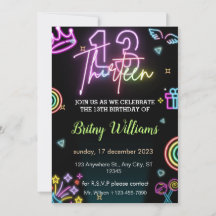Invitación a los 13 Años de Neon Light