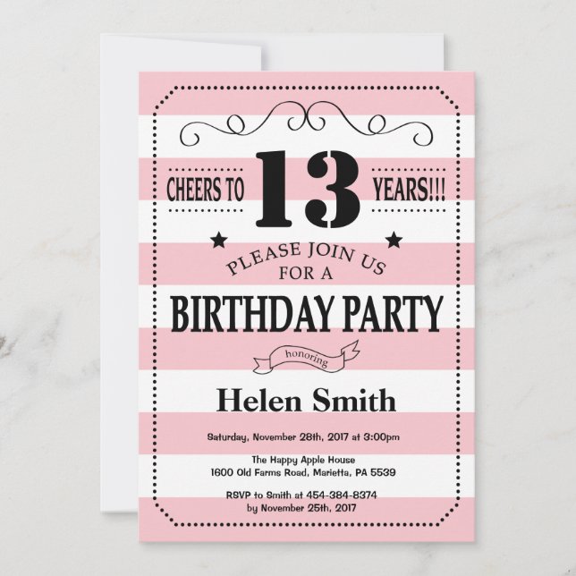Invitaciones de fiesta de cumpleaños número 13, tarjetas sorpresa de  cumpleaños de oro negro de 13 años para mujeres y hombres, invitaciones de  fiesta