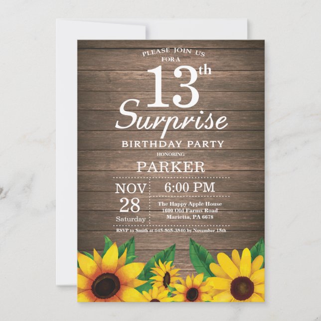 Invitación a los 13 cumpleaños de la empresa Rusti (Anverso)