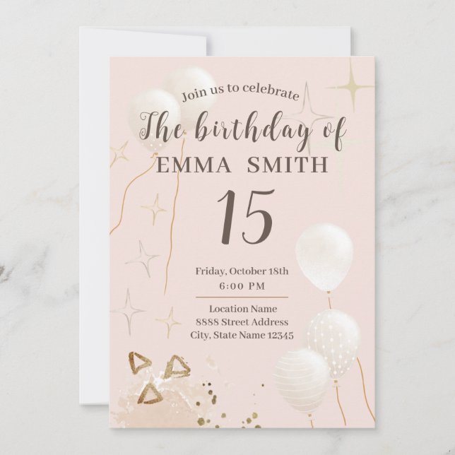 Invitación a los 15 años (Anverso)
