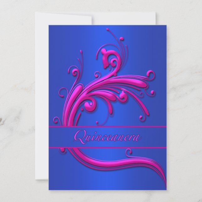 Invitación a los 15 años del Quinceanera Pink Blue (Anverso)
