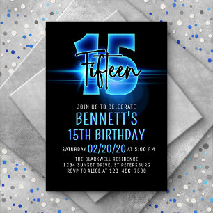 Invitación a los 15 cumpleaños de Blue Neon