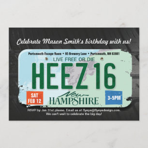 Invitación a los 16 años de New Hampshire del niño
