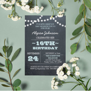 Invitación a los 16 cumpleaños de Chalk Lights Aqu