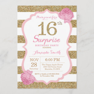 Invitación a los 16 cumpleaños de Pink and Gold Su