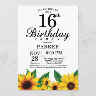 Invitación a los 16 cumpleaños del girasol
