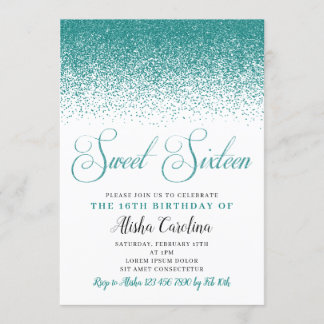 Invitación a los 16 cumpleaños del Purpurina verde