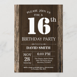 Invitación a los 16 cumpleaños Rustic Madera Vinta